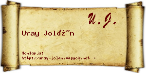 Uray Jolán névjegykártya